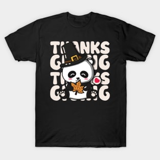 Cute Panda Happy Thanksgiving T-Shirt